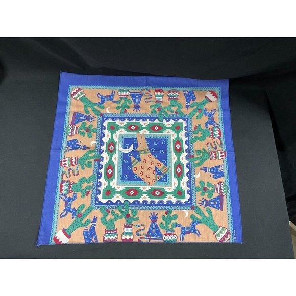 Vtg Wamcraft Bandana Southwestern Misprinted Wolf Off Center Cut 19 ¾” X 21” - Picture 1 of 5